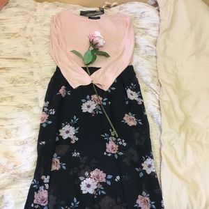 sheer floral maxi skirt